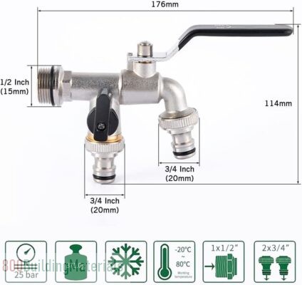 Pepisky Double Tap 1/2 Inch and 1 * 3/4 Inch Outlet with Thicken Outlet Valve