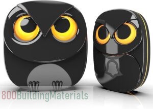 Weatherproof Cute Owl Wireless Doorbells with LED Flash, 1000 Feet Long Wireless Range