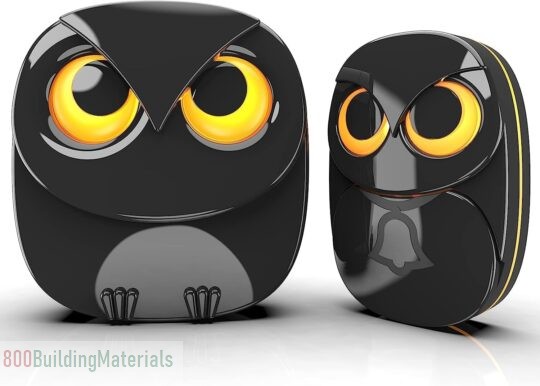 Weatherproof Cute Owl Wireless Doorbells with LED Flash, 1000 Feet Long Wireless Range