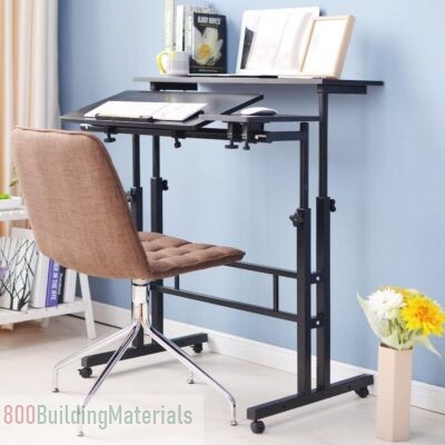 Home Office Desk With Wheels For Computer Workstation,Black