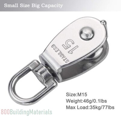 304 Stainless Steel Hanging Wire Towing Wheel, Swivel Lifting Wire Rope Cable Pulley Roller