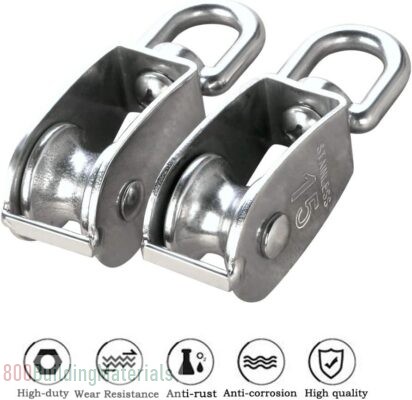 304 Stainless Steel Hanging Wire Towing Wheel, Swivel Lifting Wire Rope Cable Pulley Roller
