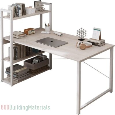 4 Tier Study Table with Bookshelf Desk Storage Reversible Study Table Office Corner Desk