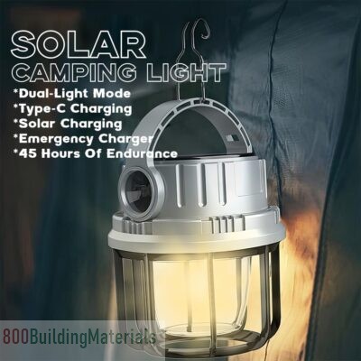 Hanging Lanterns with Sloar Panel and 3 Light Sources 6 Light Modes, 2400 MAH USB Charging Port