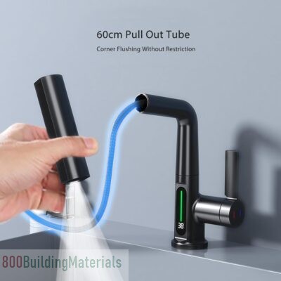 Bathroom Faucet, Single Handle Waterfall Faucet with Temp Display