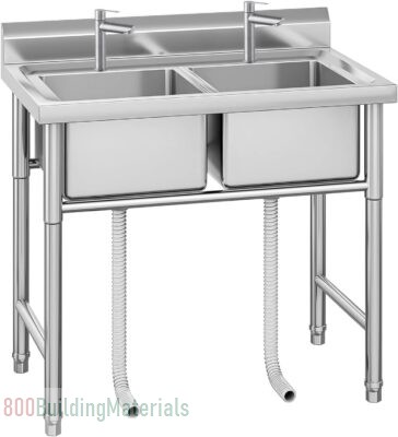 Kaigital Commercial Stainless Steel Kitchen Sink Thickened Compartment Free Standing Utility Sink for Garage