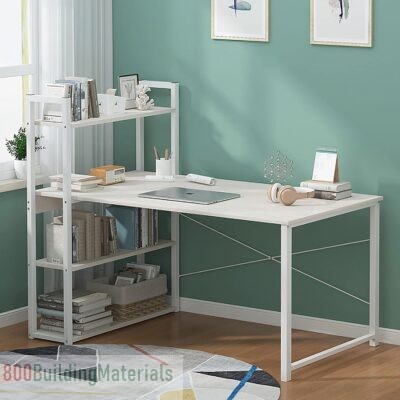 4 Tier Study Table with Bookshelf Desk Storage Reversible Study Table Office Corner Desk