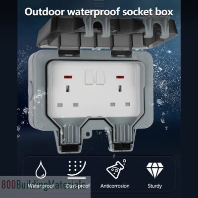 Occuwzz Double Outdoor Socket Waterproof Socket,Wall Electrical Power Outlet