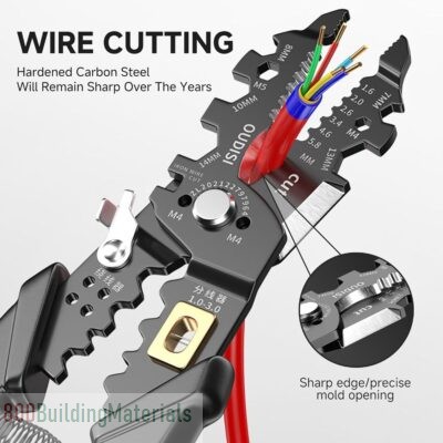 8″ Multifunctional Electricion Pliers for Wire Stripping Cutting and Crimping with Splitting and Winding