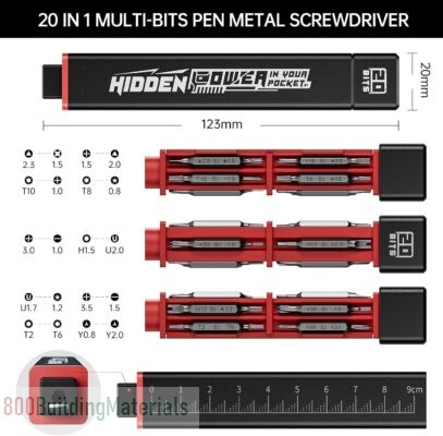 20-in-1 Metal Precision Screwdriver, 10 Pcs Reinforced S2 Steel Precision Double-head Bits