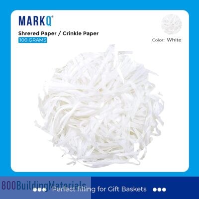 MARKQ Crinkle Cut Shredded Paper Filler for Gift Wrapping Hamper/Basket Filling, Packing Supplies (100 grams, White)