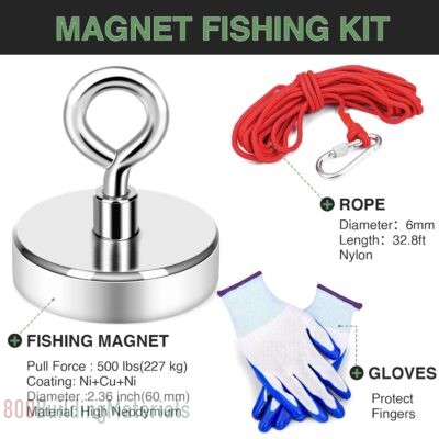 KASTWAVE Fishing Magnet Kit Heavy Duty, Rare Earth Magnet with Countersunk Hole Eyebolt