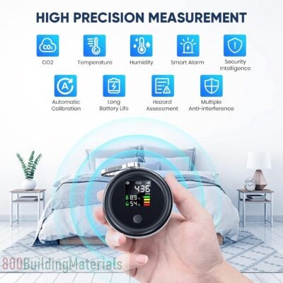 CO2 Detector, 3-in-1 Carbon Dioxide Detector Air Quality Monitor Temperature Humidity Air Analyzer