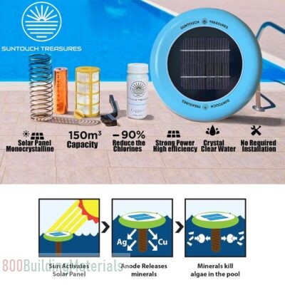 SUNTOUCH TREASURES Solar Pool Maid Ionizer – Floating Water Cleaner and Purifier Keeps Water Clear