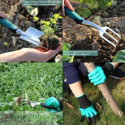 10 pcs Garden Tools Set Gardening Hand Tool Set Ergonomic Non-Slip Supplies Heavy Duty Gardening Work Kit for Starter Gardener Gifts Green