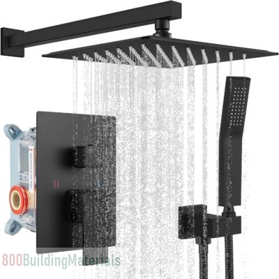Rainfall Shower System Matte Black with High Pressure 10 inch