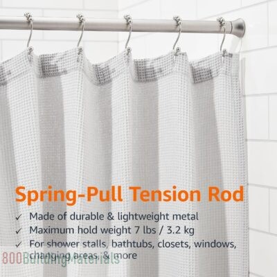 Tension Curtain Rod, Adjustable 91.4 – 137.1 cm Width – Nickel, Classic Finial