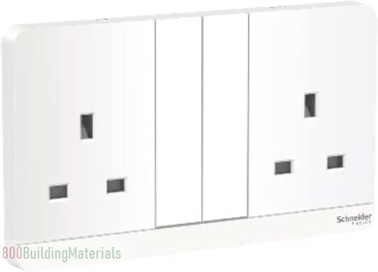 Schneider Electric AvatarOn, 2 Gang, Socket with Neon, 13A 250V, White