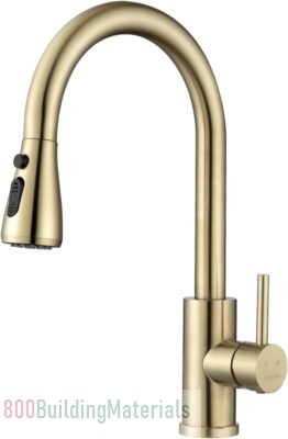 DAYONE Champagne Gold Kitchen Faucet with Pull Down Sprayer, Stainless Steel Single Lever Kitchen Mixer Tap with Pull Out Spray