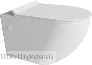 MEJE Wall Hung Toilet Bowl including Soft Close Seat, Glossy White Ceramic