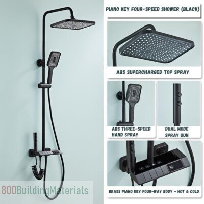 COOLBABY Black Shower System with LED Digital Display Shower Faucet Set Wall Mount