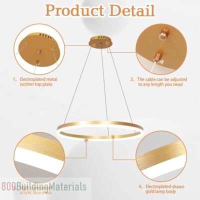 Remote Control 1 Ring Contemporary Led Chandelier Circular Pendant Light