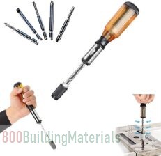 Push-Pull Ratchet Screwdriver, Semi-automatic Adjustment Spiral Ratchet Screwdriver with 5 Replaceable Heads