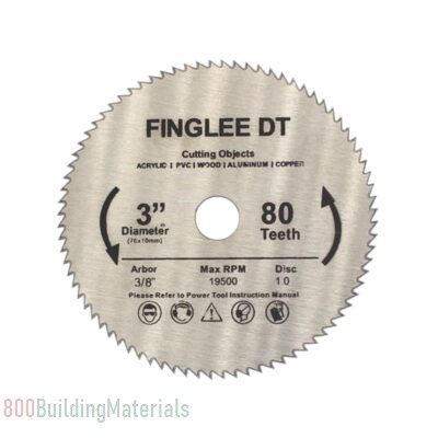 FINGLEE DT 1Pc 3inch 76mm HSS Circular Saw Blade, 80Teeth High Speed Steel Cutting Disc