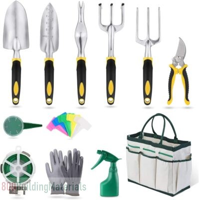 12 Pieces Heavy Duty Hand Tool Gardening Kit cast Aluminum with Soft Rubberized Non-slip Handle