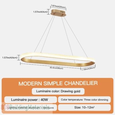 YATAI Modern Oval LED Chandelier Dining Room Gold Acrylic Chandelier Light