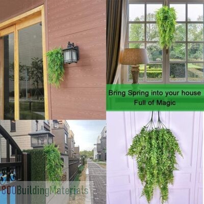 2pcs Artificial Hanging Boston Ferns Plants Persian Rattan Fake Hanging Plant Faux Greenary Vine