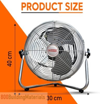 Khaleegia Metal floor Fan 12″ High Velocity 80 watts Chrome Industrial fan 3-speed