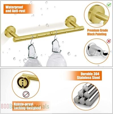 U-HOOME Towel Holder 5-Pieces Matte Bathroom Hardware Set Stainless Steel Round Wall Mounted