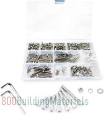 Micro Allen Head Machine Screws, Nuts and Washers Kit with Hex Wrench, 304 Stainless Steel (542 Pcs)