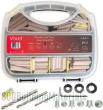 VIXEL Comprehensive Wooden Dowels Kit with Tools – 144+ pcs