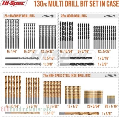 Hi-Spec Multi Drill Bit Set – 130 Piece